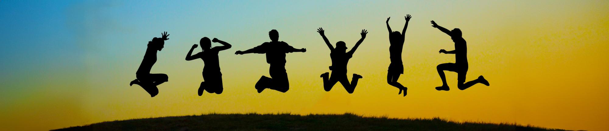 Silhouettes of Jumping Youth