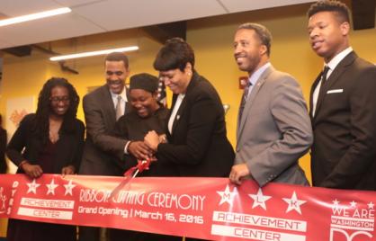 Mayor Bowser cuts the ribbon at DYRS' MLK Achievement Center